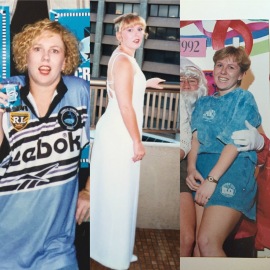 Sharks jersey '96 short bob with a perm what was I thinking, early '96 before the short bob, '92 short!